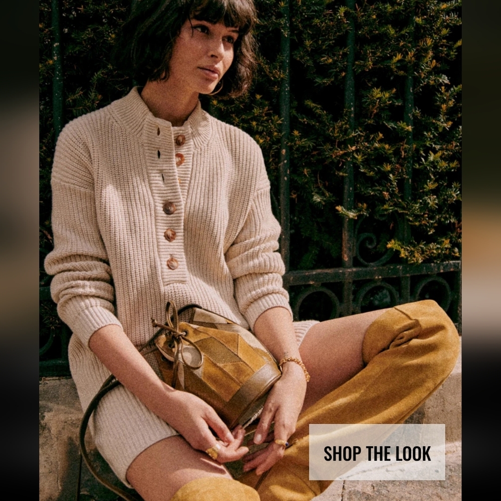 Sezane Luan Cotton/wool Cream Knit Dress - Picture 3 of 11